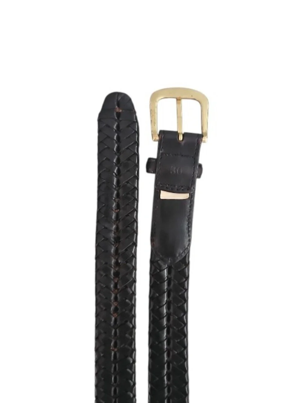 L.L. Bean Braided Leather Belt Black Women’s 30 Woven Preppy Classic Minimalist